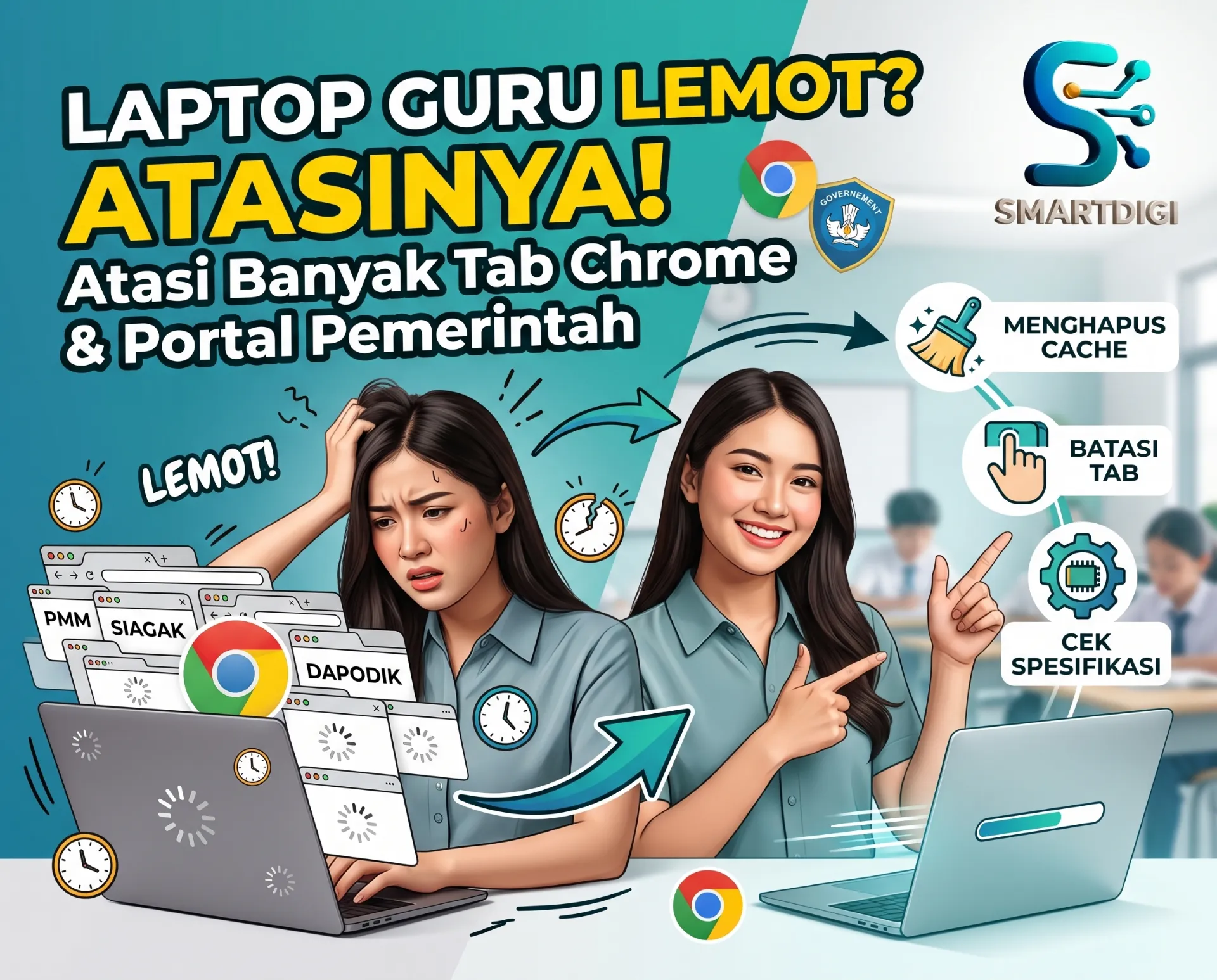Cara Mengatasi Laptop Guru yang Lemot Saat Buka Banyak Tab Chrome & Portal Pemerintah
