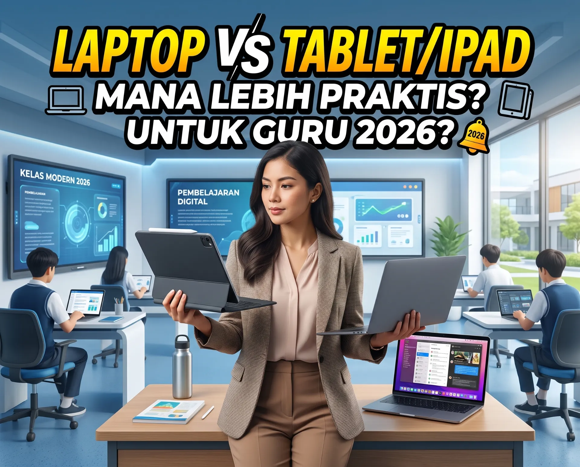 Laptop vs Tablet/iPad untuk Guru: Mana yang Lebih Praktis Dibawa ke Kelas pada 2026?