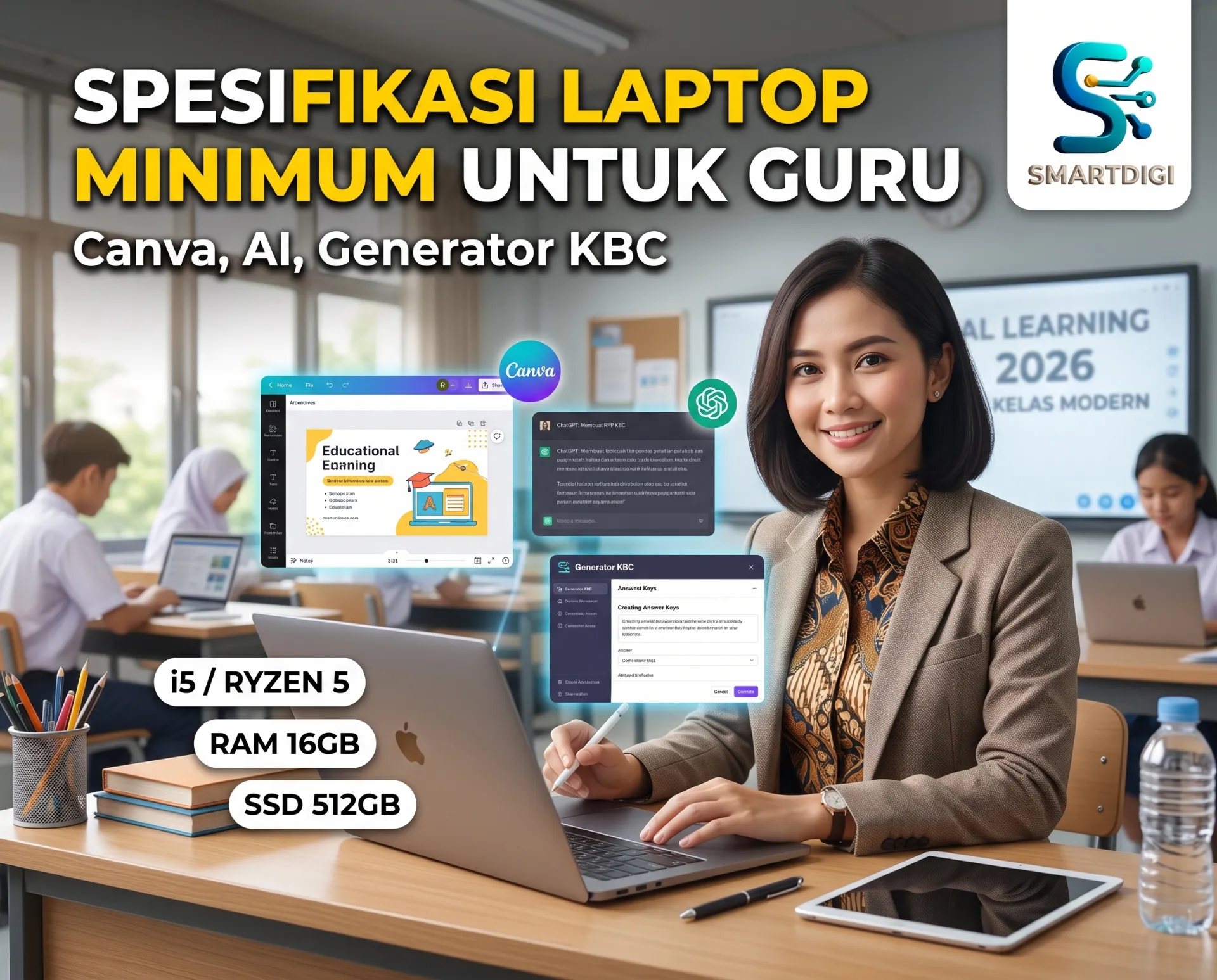 Spesifikasi Laptop Minimum untuk Guru yang Sering Pakai Canva, AI, dan Generator KBC